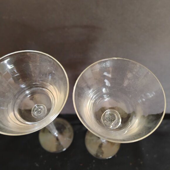 Bohemian Crystal Vintage Hand Made Wine Glasses with Airtwist Stems, Set of 2 - Picture 4 of 4